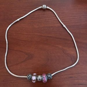 Pandora necklace with 5 charms
